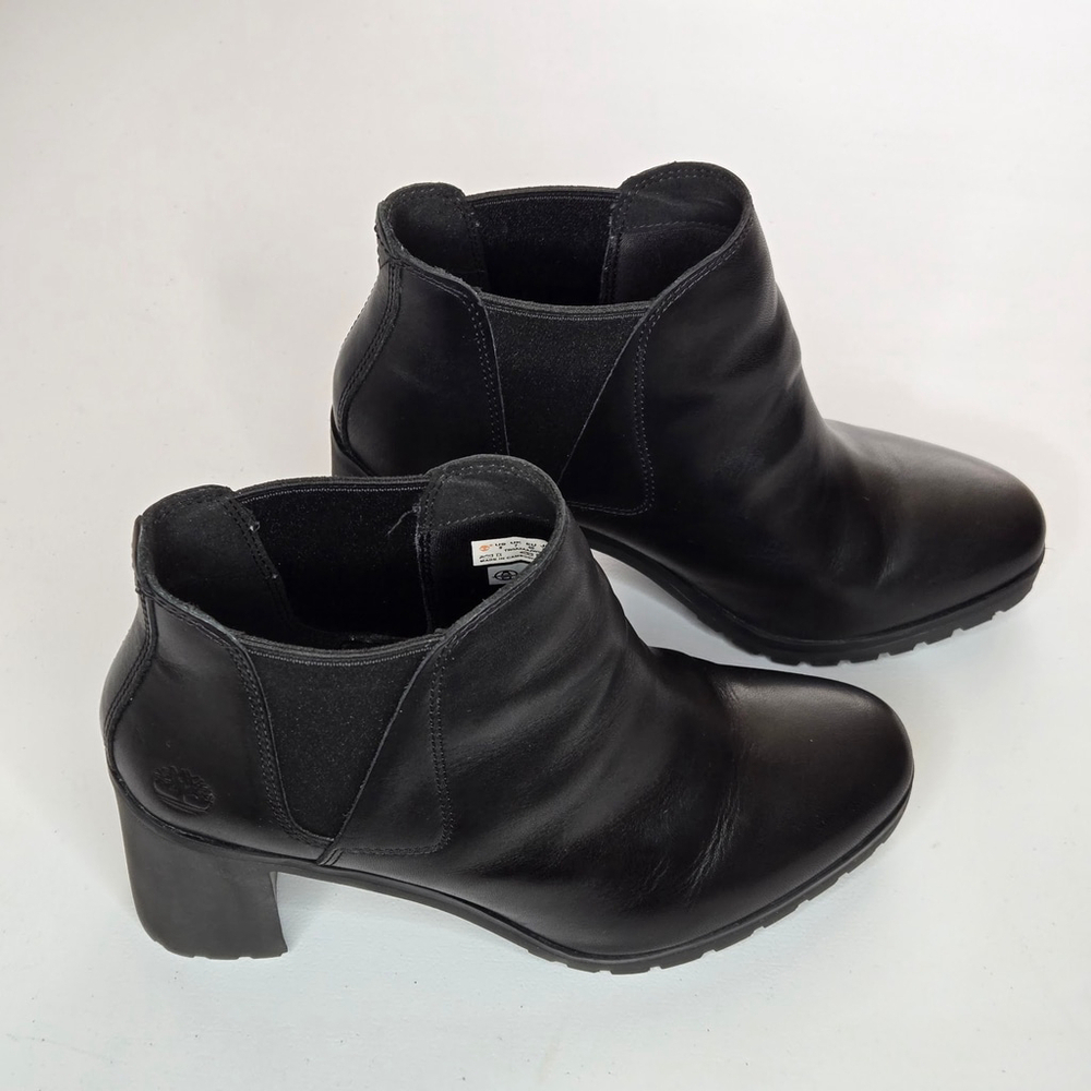 Timberland Allington Women’s Chelsea Black Leather Ankle Boots Sz 9 - Picture 2 of 9